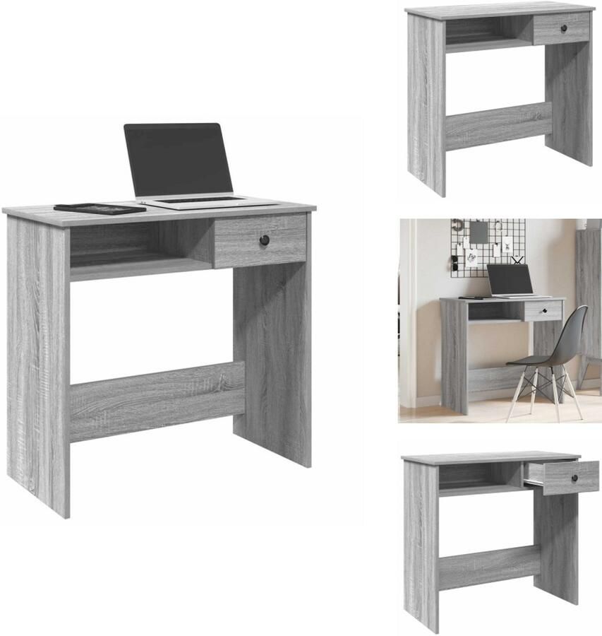 VidaXL Bureau Bureaus Schrijftafel Buro Bureau 80x40x75 cm bewerkt hout grijs sonoma eikenkleurig