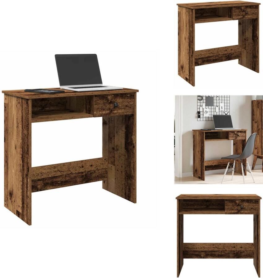 VidaXL Bureau Bureaus Schrijftafel Buro Bureau 80x40x75 cm bewerkt hout oud houtkleurig