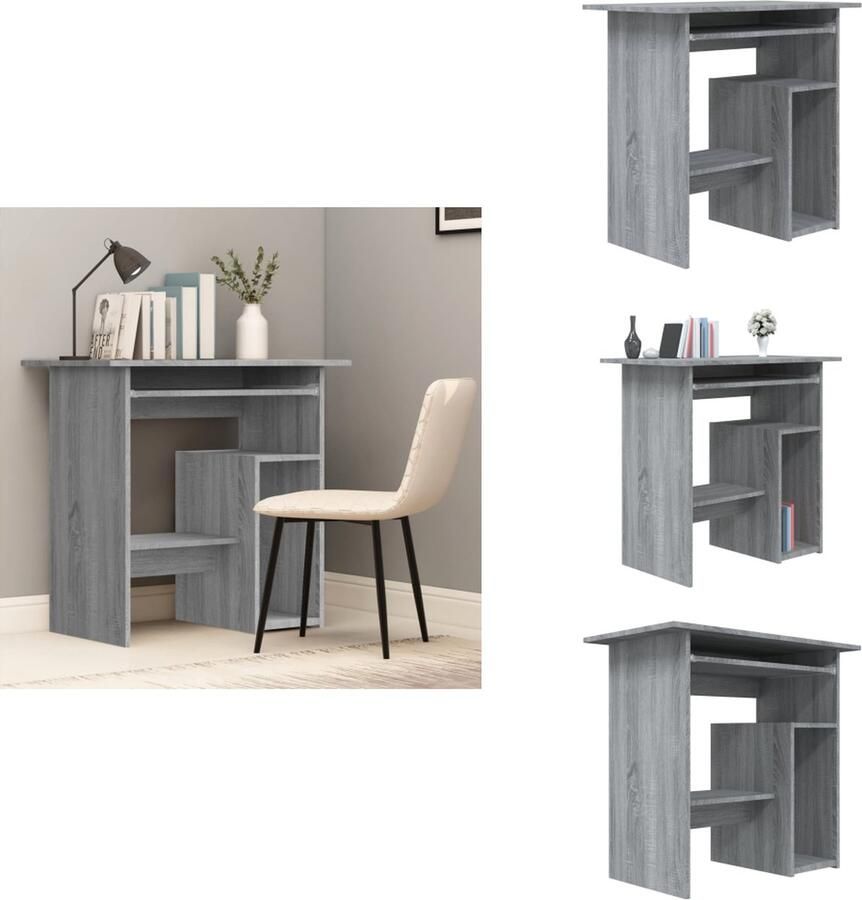 VidaXL Bureau Bureaus Schrijftafel Buro Bureau 80x45x74 cm bewerkt hout grijs sonoma eikenkleurig