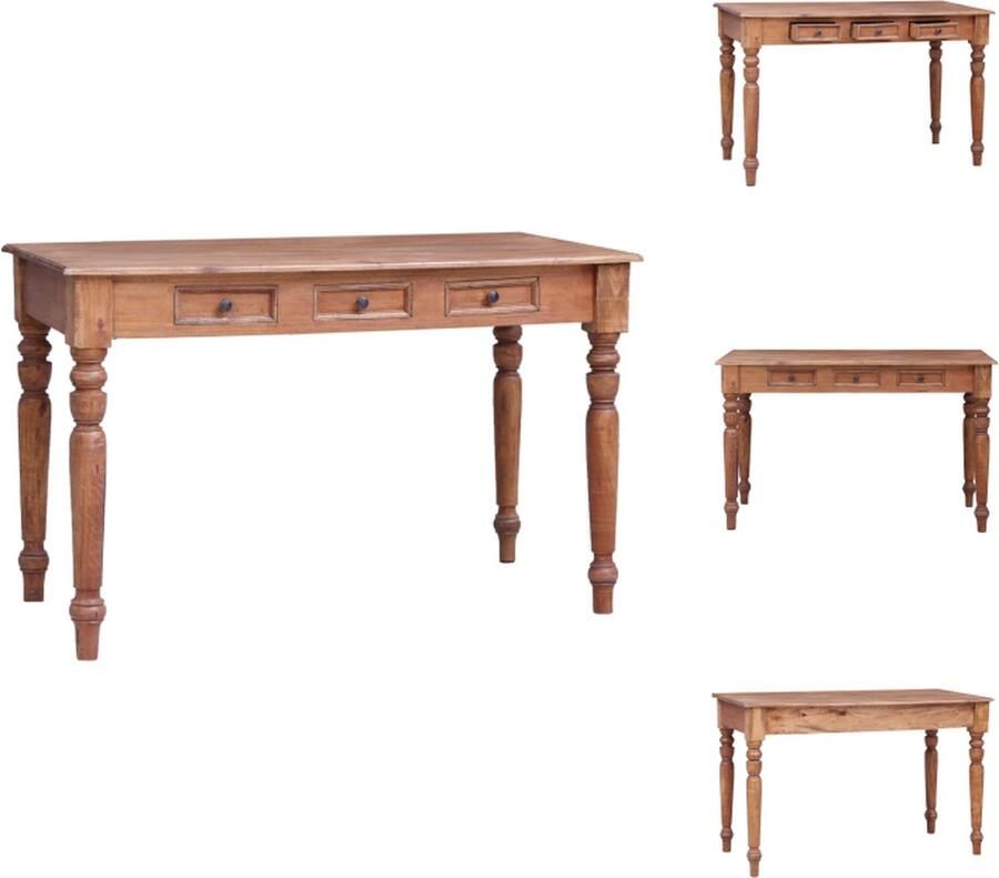 VidaXL Bureau Bureaus Schrijftafel Schrijftafels Bureau met lades 117x57x75 cm massief gerecycled hout