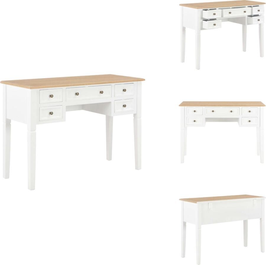 VidaXL Bureau Bureaus Schrijftafel Schrijftafels Schrijftafel 109-5x45x77-5 cm hout wit - Foto 2