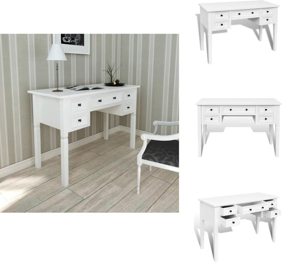 VidaXL Bureau Bureaus Schrijftafel Schrijftafels Schrijftafel met 5 lades wit