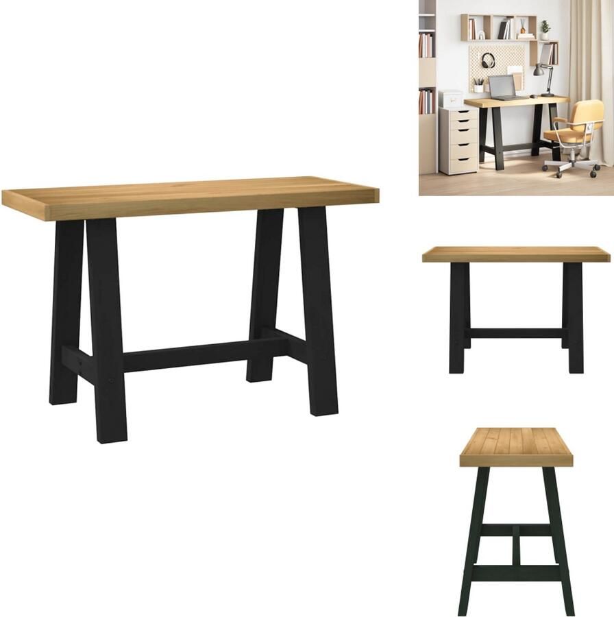 VidaXL Bureau Bureaus Studeerbureau Computerbureau Bureau NOAIN A-vormige poten 120x50x75 cm massief hout