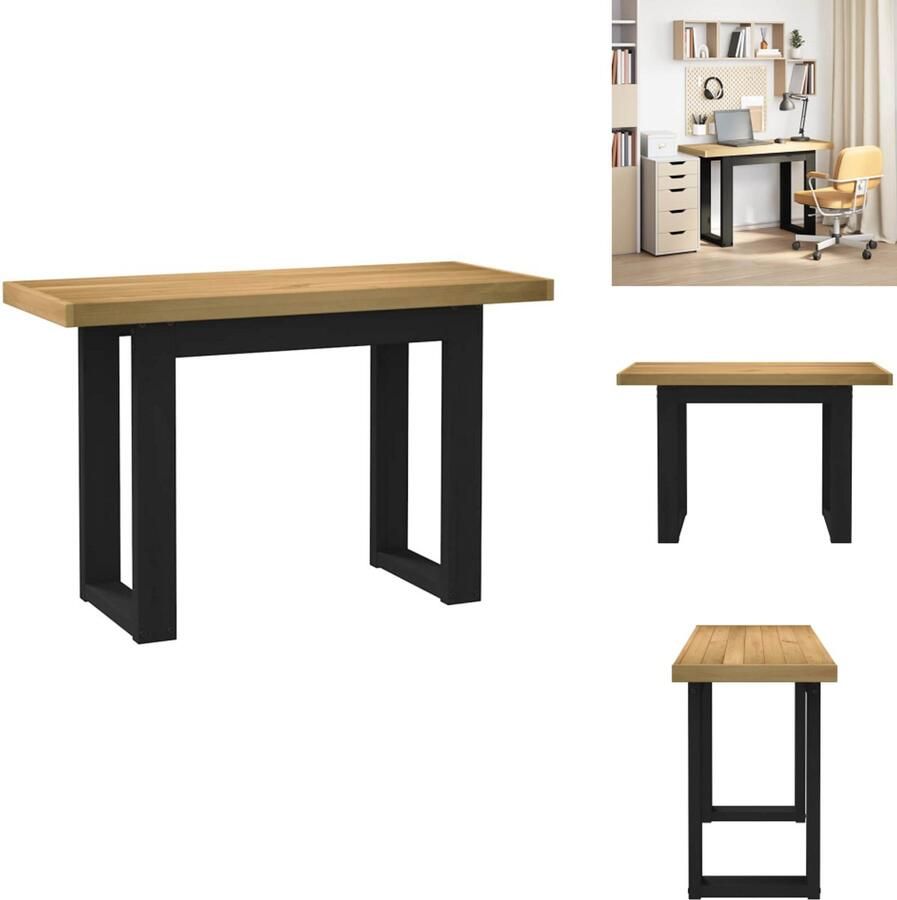 VidaXL Bureau Bureaus Studeerbureau Computerbureau Bureau NOAIN U-vormige poten 120x50x75 cm massief hout