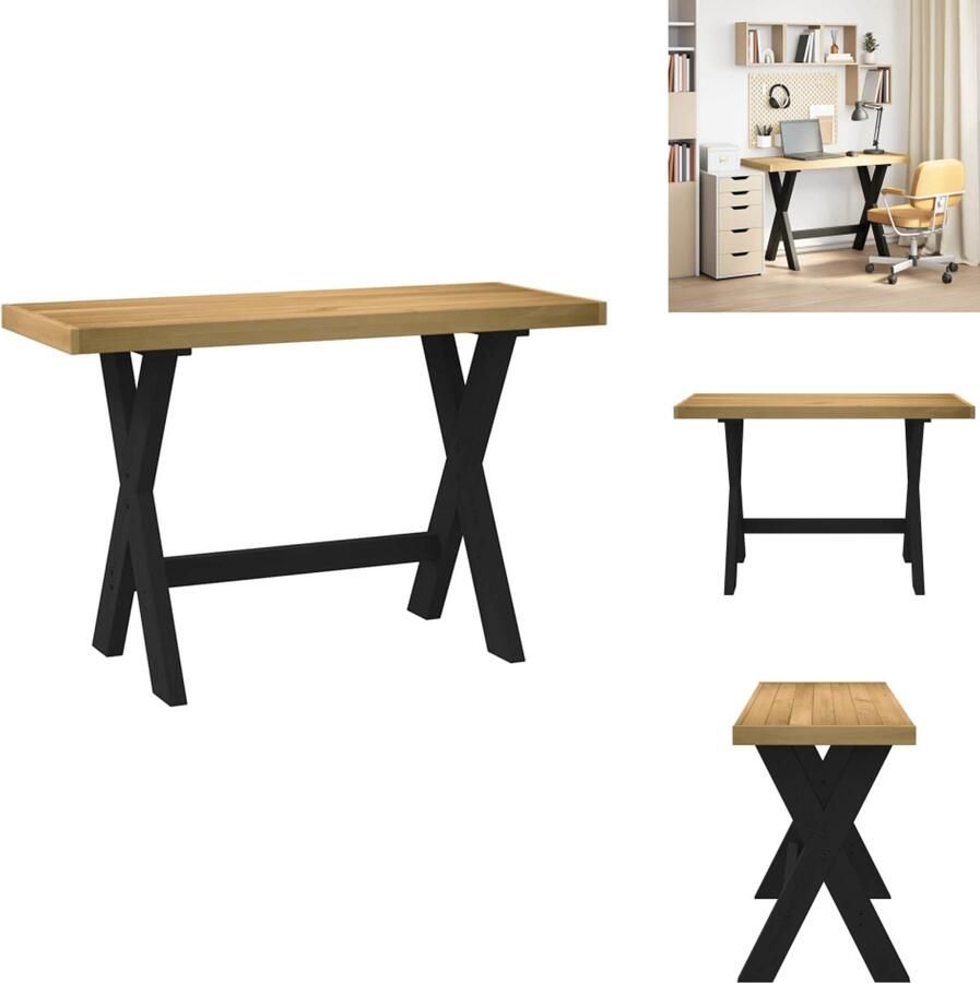 VidaXL Bureau Bureaus Studeerbureau Computerbureau Bureau NOAIN X-vormige poten 120x50x75 cm massief hout