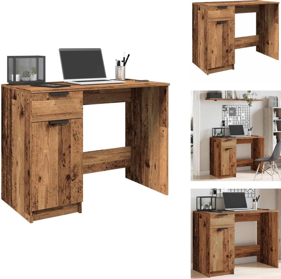 VidaXL Bureau Bureaus Tafel Computerbureau Bureau 100x50x75 cm bewerkt hout oud houtkleurig