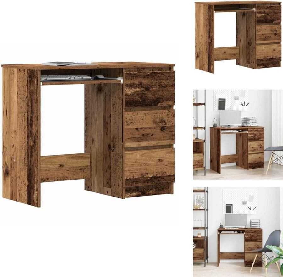 VidaXL Bureau Bureaus Tafel Computerbureau Bureau 90x45x76 cm bewerkt hout oud houtkleurig