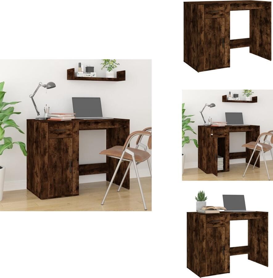 VidaXL Bureau Bureaus Tafel Tafels Bureau 100x49x75 cm bewerkt hout gerookt eikenkleurig
