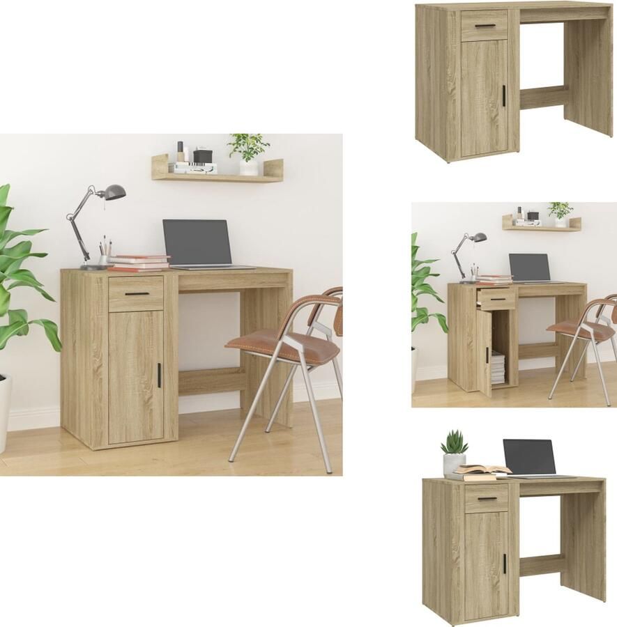 VidaXL Bureau Bureaus Tafel Tafels Bureau 100x49x75 cm bewerkt hout sonoma eikenkleurig
