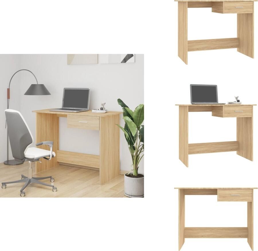 VidaXL Bureau Bureaus Tafel Tafels Bureau 100x50x76 cm bewerkt hout gerookt eikenkleurig