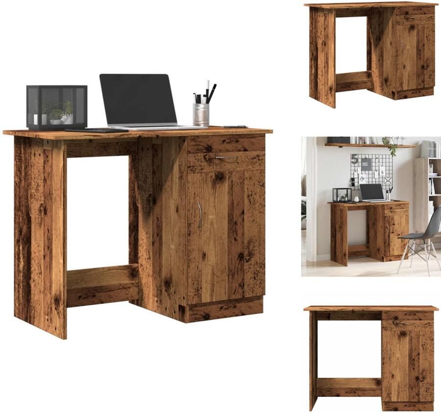 VidaXL Bureau Bureaus Tafel Tafels Bureau 100x50x76 cm bewerkt hout oud houtkleurig