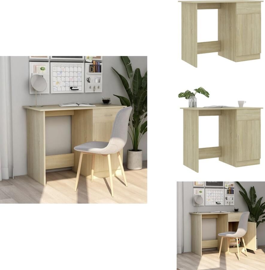 VidaXL Bureau Bureaus Tafel Tafels Bureau 100x50x76 cm bewerkt hout sonoma eikenkleurig