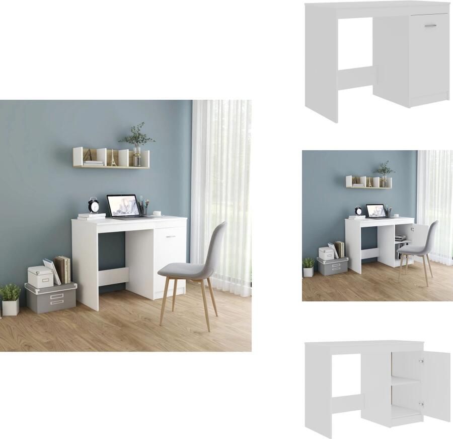 VidaXL Bureau Bureaus Tafel Tafels Bureau 100x50x76 cm bewerkt hout wit