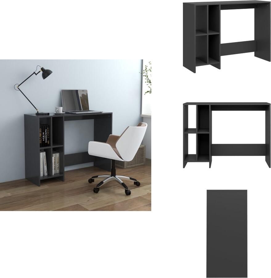 VidaXL Bureau Bureaus Tafel Tafels Bureau 102 5x35x75 cm bewerkt hout grijs