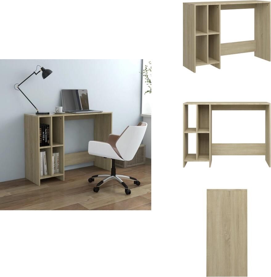 VidaXL Bureau Bureaus Tafel Tafels Bureau 102 5x35x75 cm bewerkt hout sonoma eikenkleurig