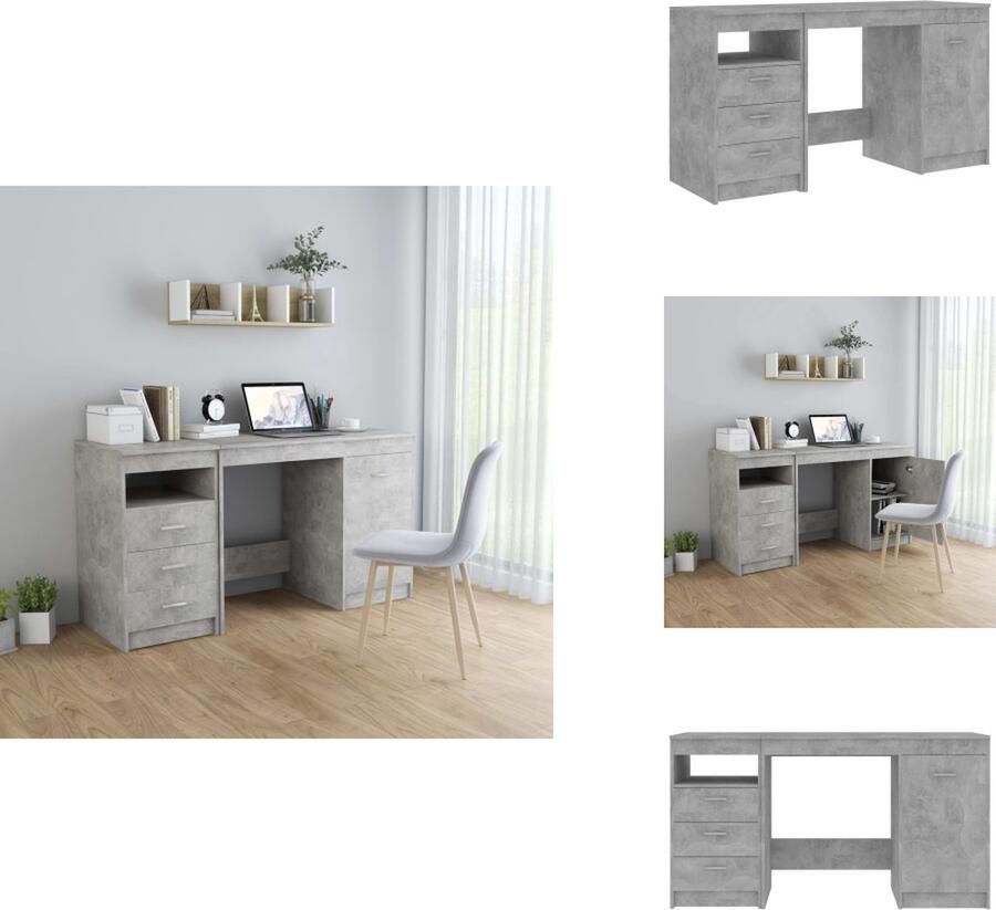 VidaXL Bureau Bureaus Tafel Tafels Bureau 140x50x76 cm bewerkt hout betongrijs