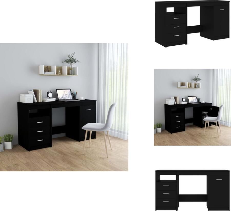 VidaXL Bureau Bureaus Tafel Tafels Bureau 140x50x76 cm bewerkt hout zwart