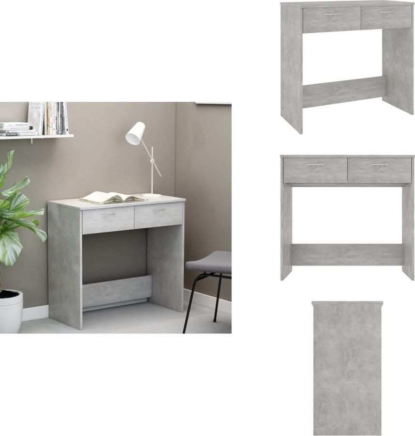VidaXL Bureau Bureaus Tafel Tafels Bureau 80x40x75 cm bewerkt hout betongrijs