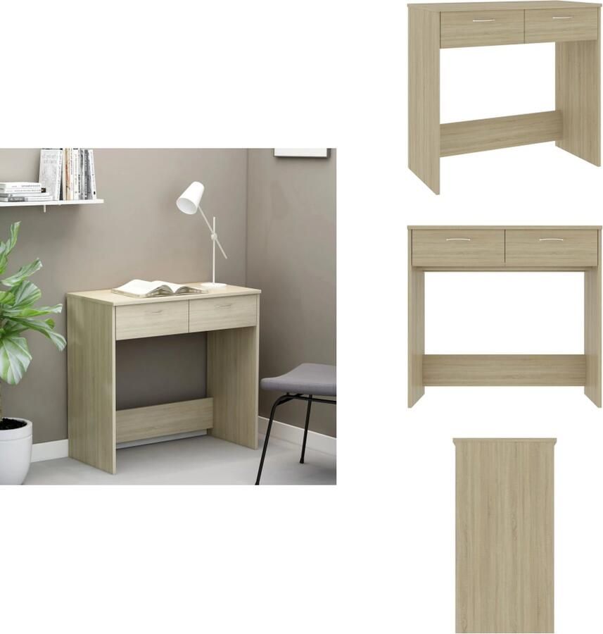 VidaXL Bureau Bureaus Tafel Tafels Bureau 80x40x75 cm bewerkt hout sonoma eikenkleurig