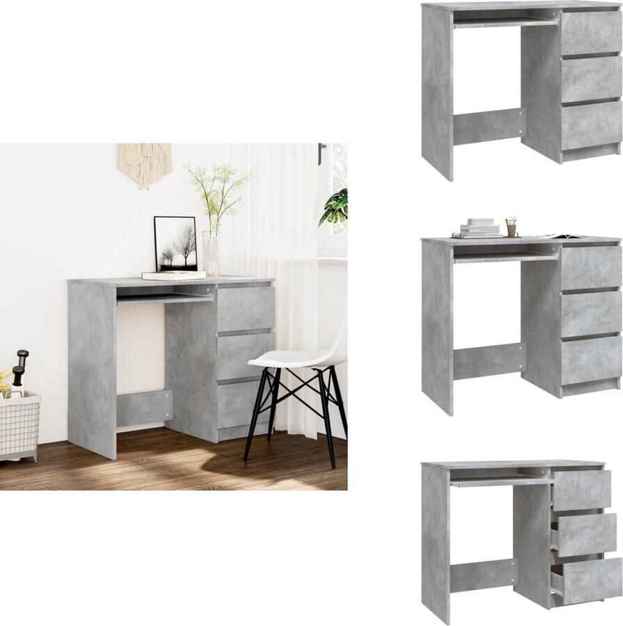 VidaXL Bureau Bureaus Tafel Tafels Bureau 90x45x76 cm bewerkt hout betongrijs
