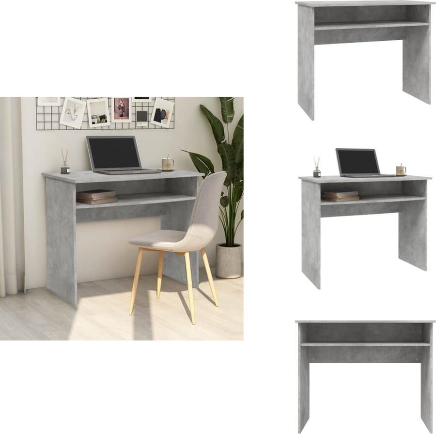 VidaXL Bureau Bureaus Tafel Tafels Bureau 90x50x74 cm bewerkt hout betongrijs