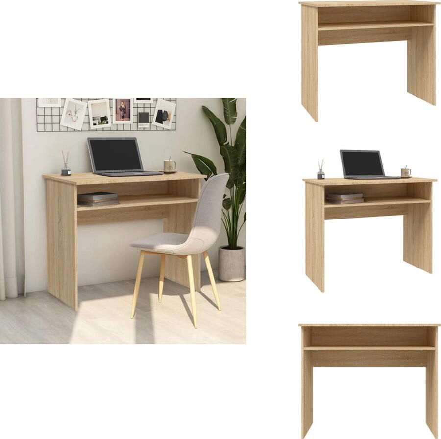 VidaXL Bureau Bureaus Tafel Tafels Bureau 90x50x74 cm bewerkt hout sonoma eikenkleurig - Foto 2