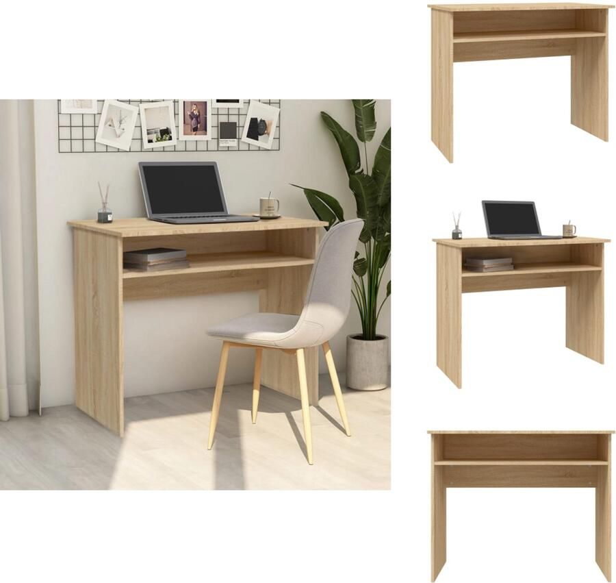 VidaXL Bureau Bureaus Tafel Tafels Bureau 90x50x74 cm bewerkt hout sonoma eikenkleurig