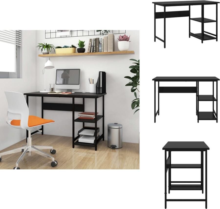 VidaXL Bureau Bureaus Tafel Tafels Computerbureau 105x55x72 cm MDF en metaal zwart