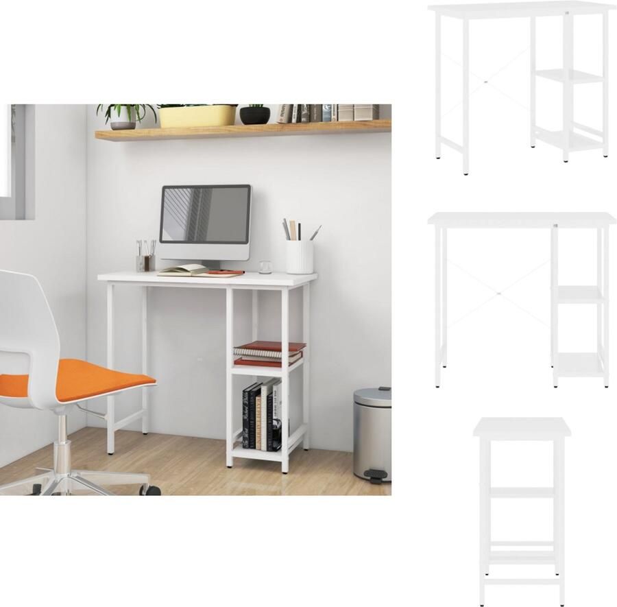 VidaXL Bureau Bureaus Tafel Tafels Computerbureau 80x40x72 cm MDF en metaal wit