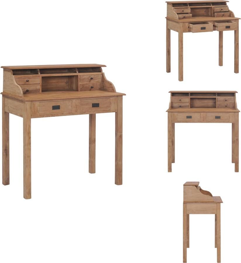 VidaXL Bureau Bureaus Wandtafel Laptoptafel Bureau 90x50x100 cm massief teakhout