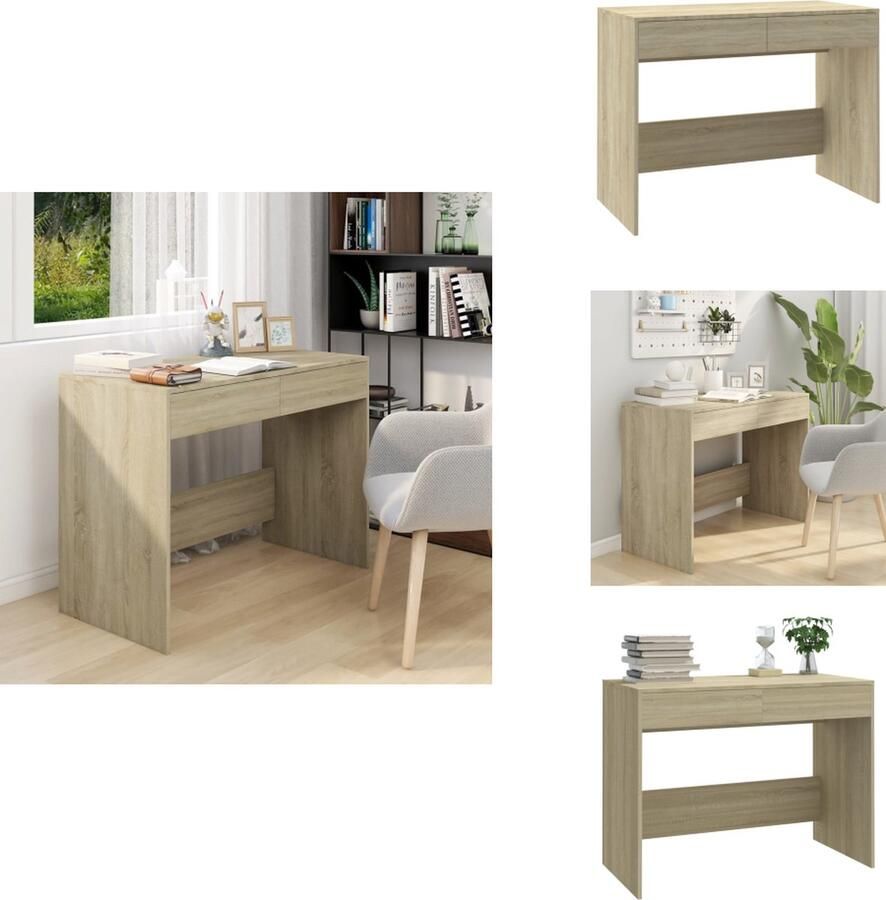VidaXL Bureau Bureaus Werktafel Computerbureau Bureau 101x50x76 5 cm bewerkt hout sonoma eikenkleurig