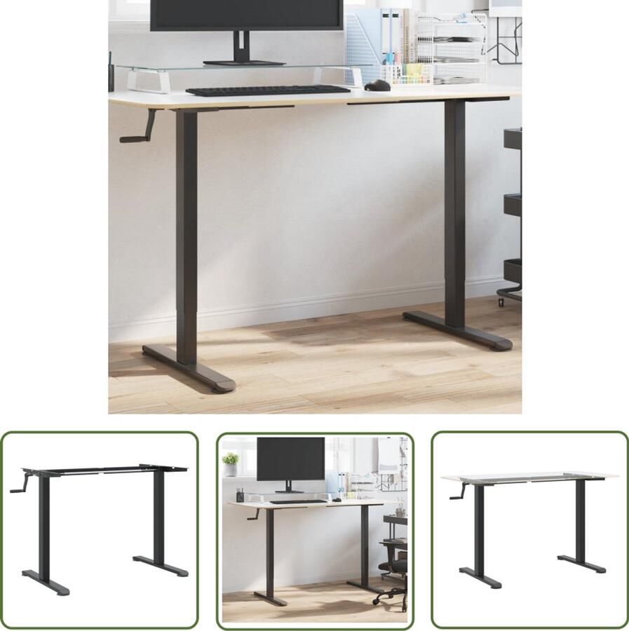 VidaXL Bureau Frame Zit-sta Bureau Zit-sta bureauframe (94-135)x60x(70-114) cm staal zwart Elektrisch Bureau Flexibele Werkplek Ergonomisch Bureau