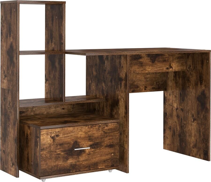 VidaXL Bureau Gerookt eiken 131 5 x 50 x 106 5 cm Bewerkt hout