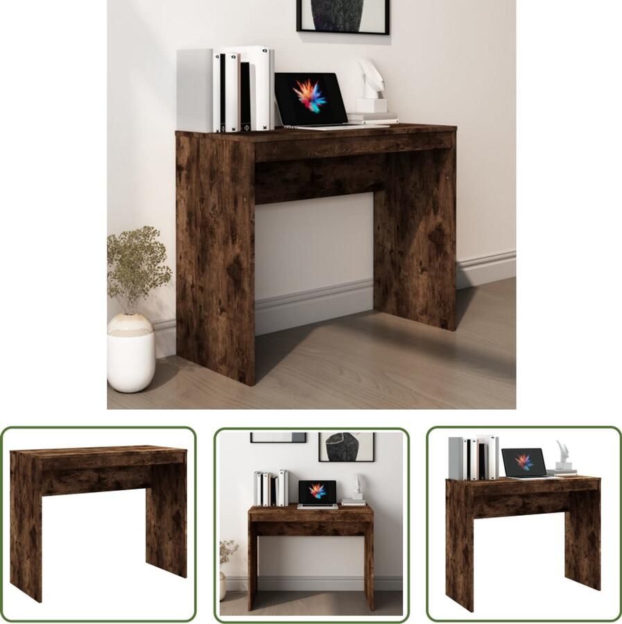 The Living Store Bureau Gerookt Eiken 90 x 40 x 72 cm Praktisch en Modern Kantoormeubel Bureau Werkblad Houten Bureau Modern Bureau - Foto 2