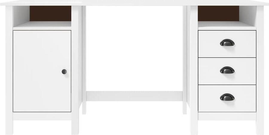 VidaXL Bureau Hill Wit 150x50x74 cm Grenenhout Escritoire Moderne Bureau Hout Bureau Wit Bureaublad Grenenhout Bureau Online Kopen - Foto 2