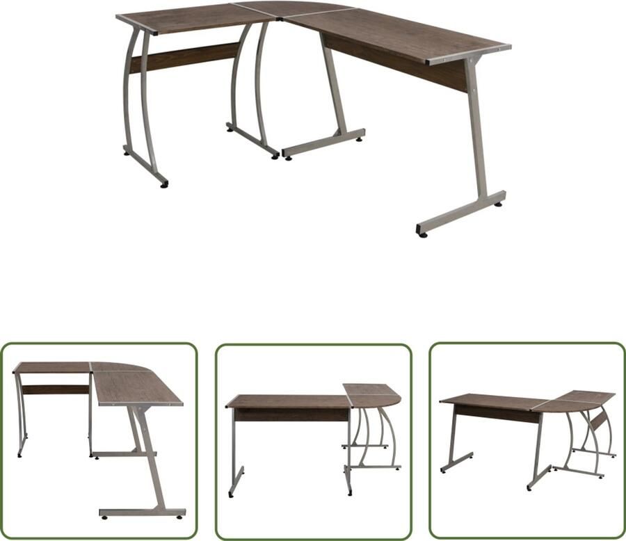 The Living Store Hoekbureau bewerkt hout bruin Hoekbureau Bureau Houten Bureau Bewerkt Hout Bruin Bureau