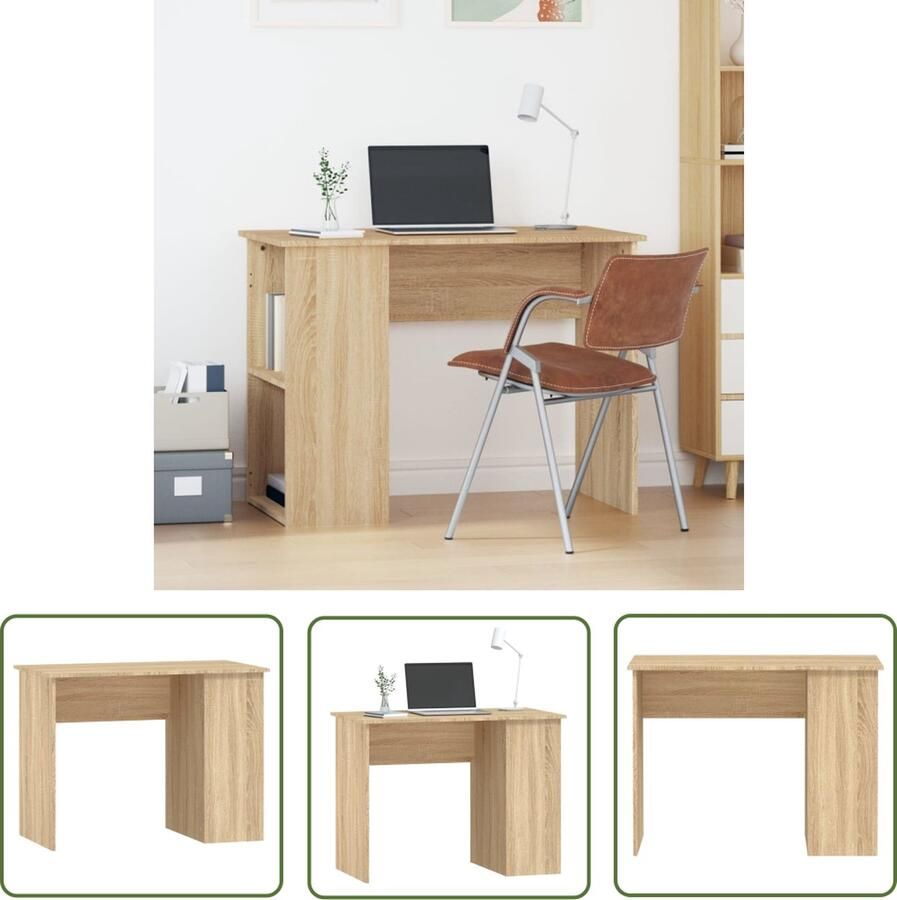 The Living Store Bureau 100x55x75 cm bewerkt hout sonoma eikenkleurig Kantoormeubel Bureau Computerbureau Houten Bureau Sonoma Eiken - Foto 2