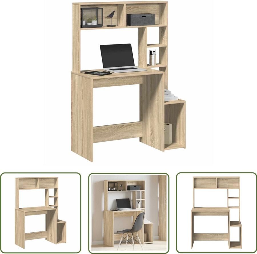 VidaXL Bureau Kantoormeubilair Bureau met schappen 100x45x140 bewerkt hout sonoma eikenkleur Werkblad Houten Bureau Sonoma Eiken
