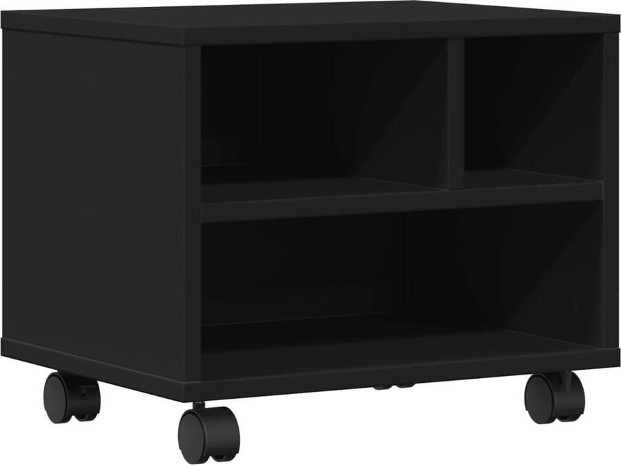 The Living Store Printerkastje met wielen 41x32x34 5 cm zwart Printerstandaard Printer Kast Bureau Organizer Organisator Houten Tafel