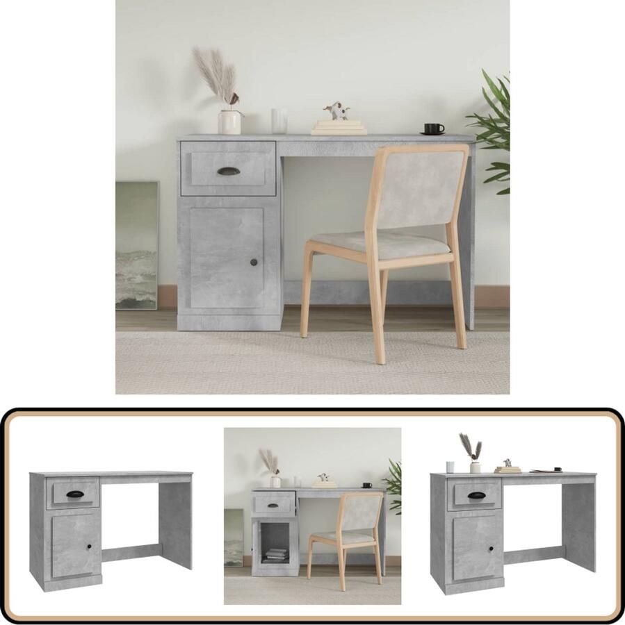 VidaXL Bureau Lade 115x50x75 cm Betongrijs Kantoormeubilair Bureau Houten Bureau Schrijfblad Laptop Tafel Thuiswerkplek Beton Grijs