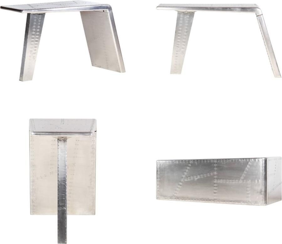 Vida XL vidaXL Bureau luchtvaartstijl 112x50x76 cm metaal zilverkleurig-VXL-284414 - Foto 2