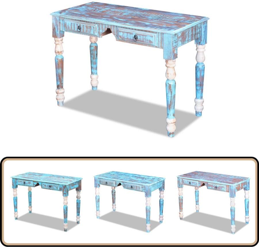 VidaXL Bureau Massief gerecycled hout 110x50x76 cm Vintage Bureau Houten Bureau Bureaus Vintage Recycled Wood Furniture Industrieel Bureau