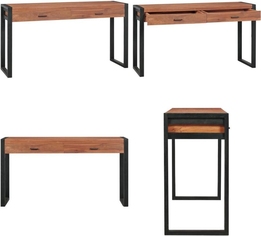 VidaXL Bureau met 2 lades 140x40x75 cm teakhout Bureau Bureaus Houten Bureau Houten Bureaus