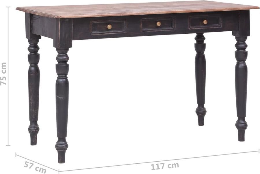 VidaXL -Bureau-met-3-lades-117x57x75-cm-massief-mahoniehout