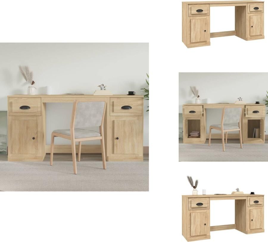 VidaXL Bureau Met Kast Bureaus Met Kasten Schrijftafel Met Kast Bureau met kast bewerkt hout sonoma eikenkleurig