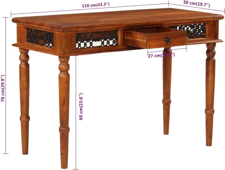 VidaXL -Bureau-met-lade-110x50x76-cm-massief-acaciahout