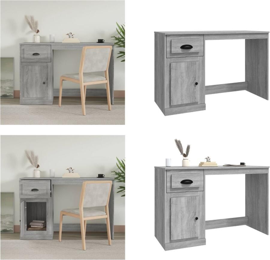 VidaXL Bureau met lade 115x50x75 cm bewerkt hout grijs sonoma eiken Bureau Bureaus Houten Bureau Schrijftafel