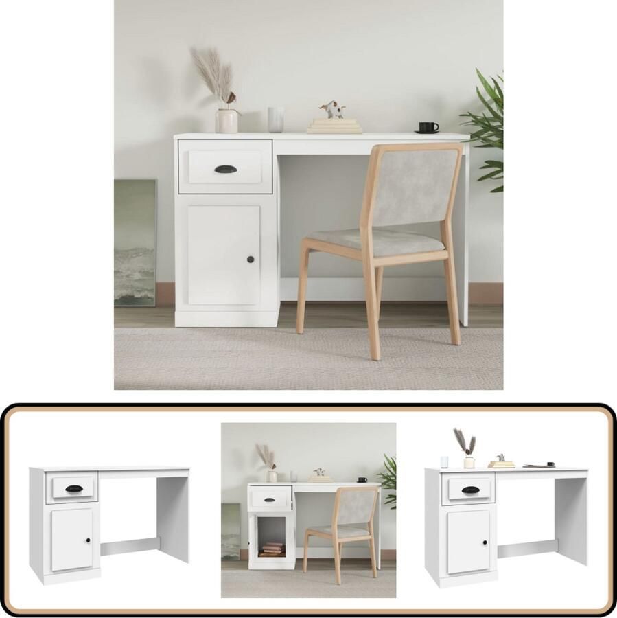 VidaXL Bureau Met lade 115x50x75 cm Wit Computerbureau Bureau Houten Bureau Schrijftafel Kantooraccessoires