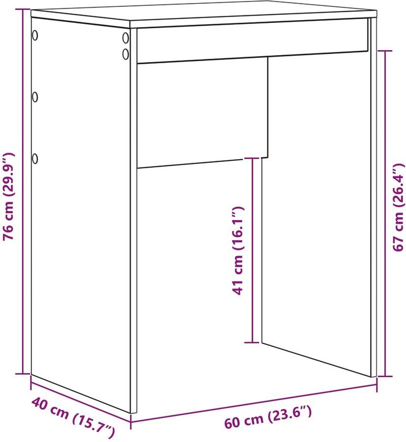 VidaXL Bureau met opslag 2 pcs Zwart eiken 60 x 40 cm Bewerkt hout - Foto 2