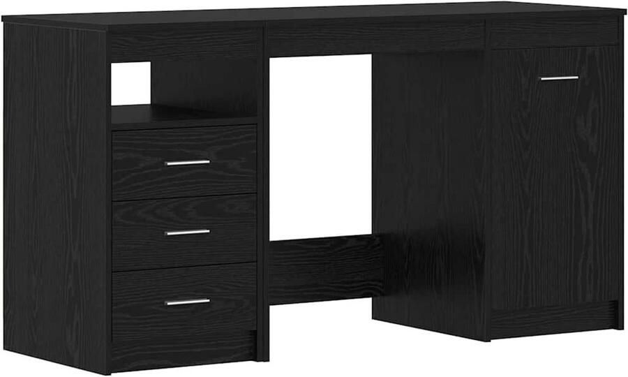 VidaXL Bureau met lade 2 pcs Zwart eiken 140 x 50 x 76 cm Bewerkt hout